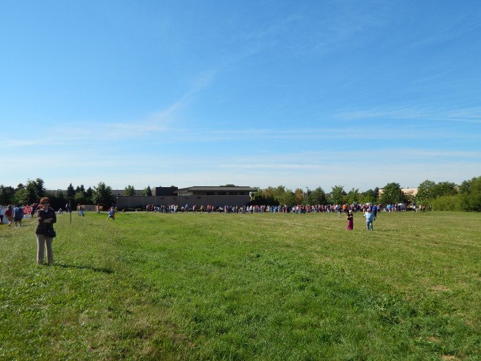 Looking across from E. new York St. towards the Planned Parenthood Compound. Protestors stood across from the compound and also behind me along E. New York Street.